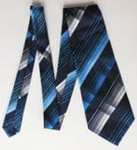 Blue kipper tie vintage 1960s 1970s 4.5 inch wide Marks and Spencer made in UK